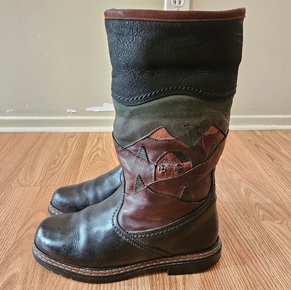 Anfibio Waterproof Leather Boho Plush Lined Fall Winter Boots Multicolor Sz 37 - Picture 3 of 11